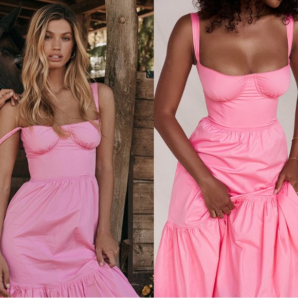 HOUSE OF CB 'Elia' French Pink Midi Sundress NWOT - Picture 5 of 11